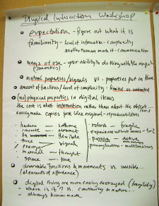 flipchart - notes on physical vs digital artefacts