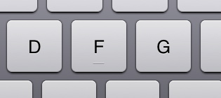 F key on iPad showing 'tactile' image